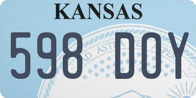 KS license plate 598DOY