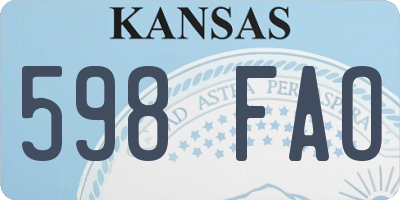 KS license plate 598FAO
