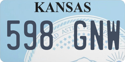 KS license plate 598GNW