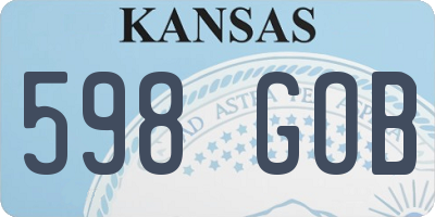KS license plate 598GOB
