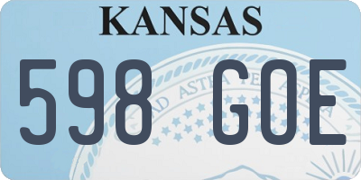 KS license plate 598GOE