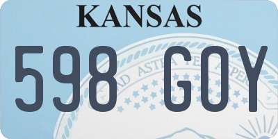 KS license plate 598GOY