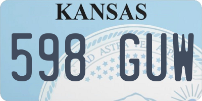 KS license plate 598GUW