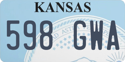 KS license plate 598GWA