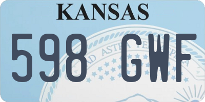 KS license plate 598GWF