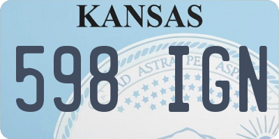 KS license plate 598IGN