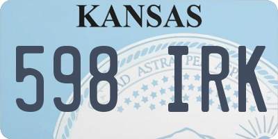 KS license plate 598IRK