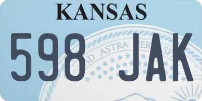 KS license plate 598JAK