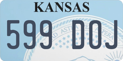 KS license plate 599DOJ
