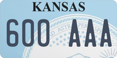 KS license plate 600AAA