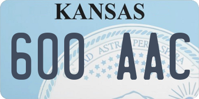 KS license plate 600AAC