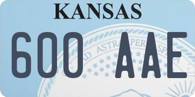 KS license plate 600AAE