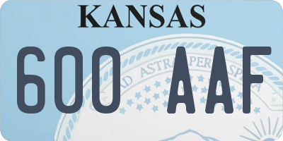 KS license plate 600AAF
