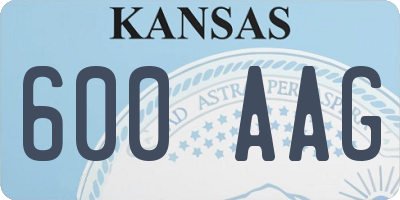 KS license plate 600AAG