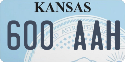 KS license plate 600AAH