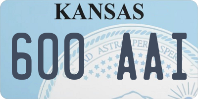 KS license plate 600AAI