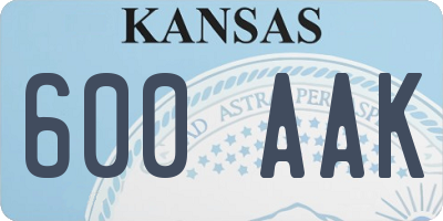 KS license plate 600AAK