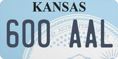 KS license plate 600AAL