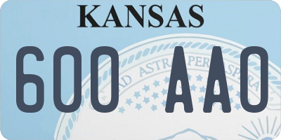 KS license plate 600AAO