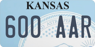 KS license plate 600AAR