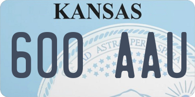 KS license plate 600AAU