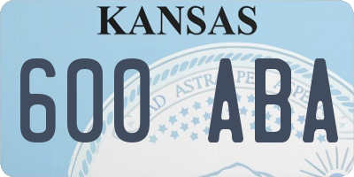 KS license plate 600ABA