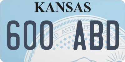KS license plate 600ABD