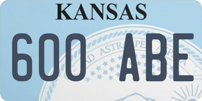 KS license plate 600ABE