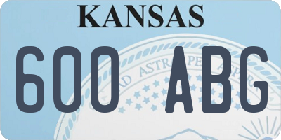 KS license plate 600ABG