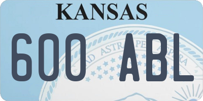 KS license plate 600ABL