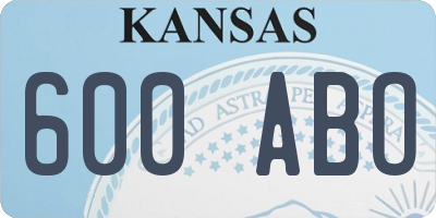 KS license plate 600ABO