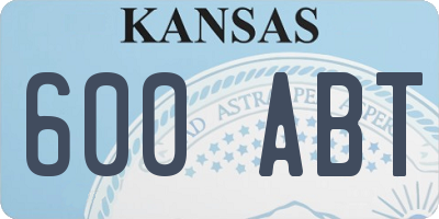 KS license plate 600ABT