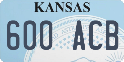 KS license plate 600ACB
