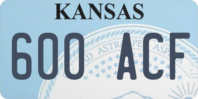KS license plate 600ACF