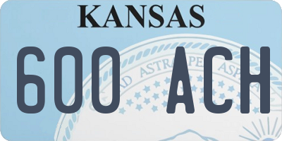KS license plate 600ACH