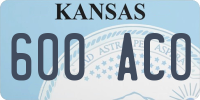 KS license plate 600ACO