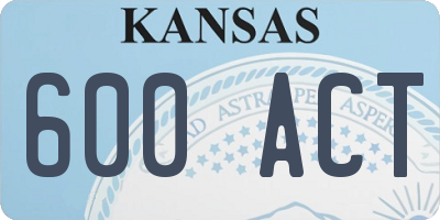 KS license plate 600ACT