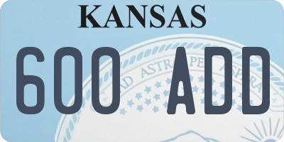 KS license plate 600ADD
