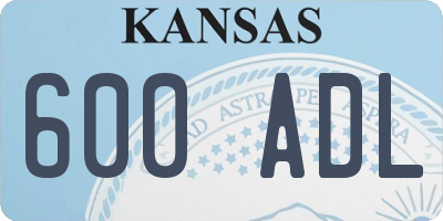 KS license plate 600ADL