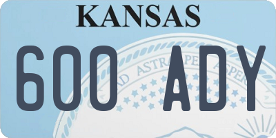 KS license plate 600ADY