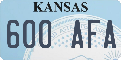 KS license plate 600AFA