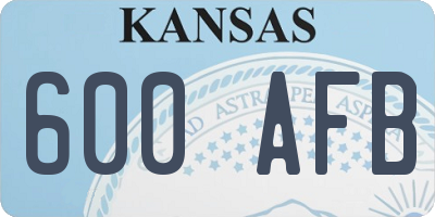 KS license plate 600AFB