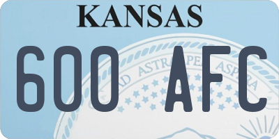 KS license plate 600AFC