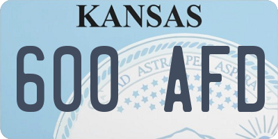KS license plate 600AFD