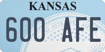 KS license plate 600AFE