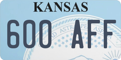 KS license plate 600AFF