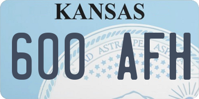 KS license plate 600AFH