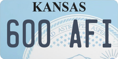 KS license plate 600AFI