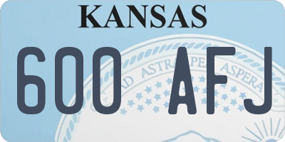 KS license plate 600AFJ