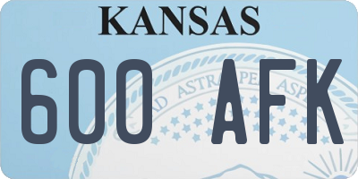 KS license plate 600AFK